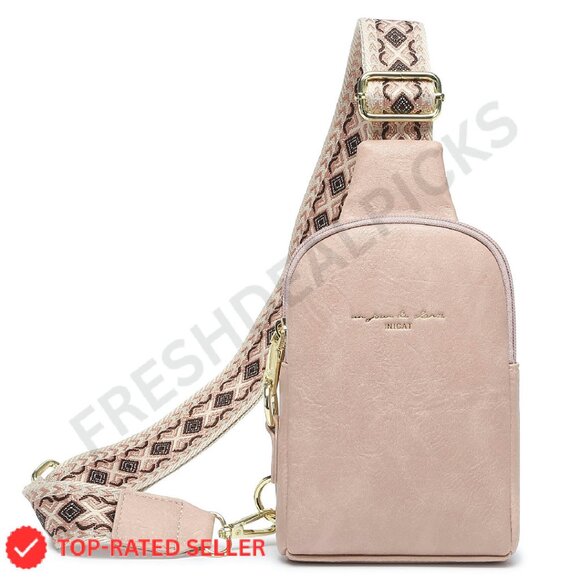 Anti-Theft Crossbody Sling Bag Vegan Leather Adjustable Strap RFID Blocking - Picture 1 of 8